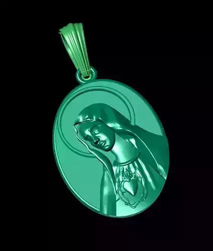 Dainty Antique Virgin Mary Oval Pendant