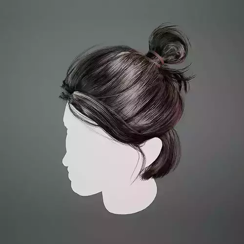 Realtime Female Hair - Bun Middle lenth