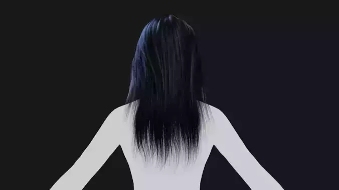 Long black hair with eyebrows and lashes