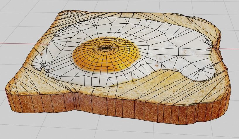 Eggs on Toast Low-poly 3D model_5