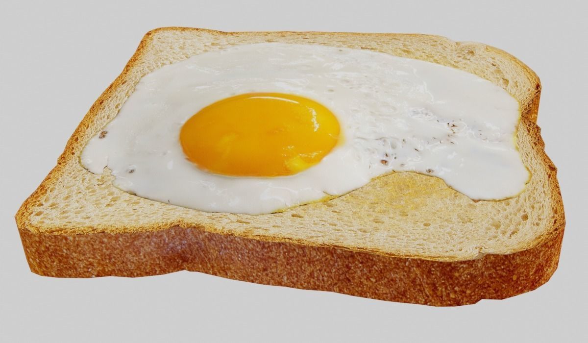 Eggs on Toast Low-poly 3D model_2