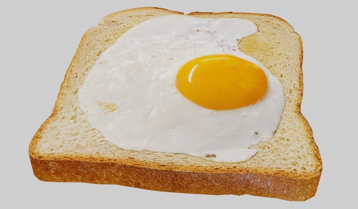 Eggs on Toast Low-poly 3D model_3