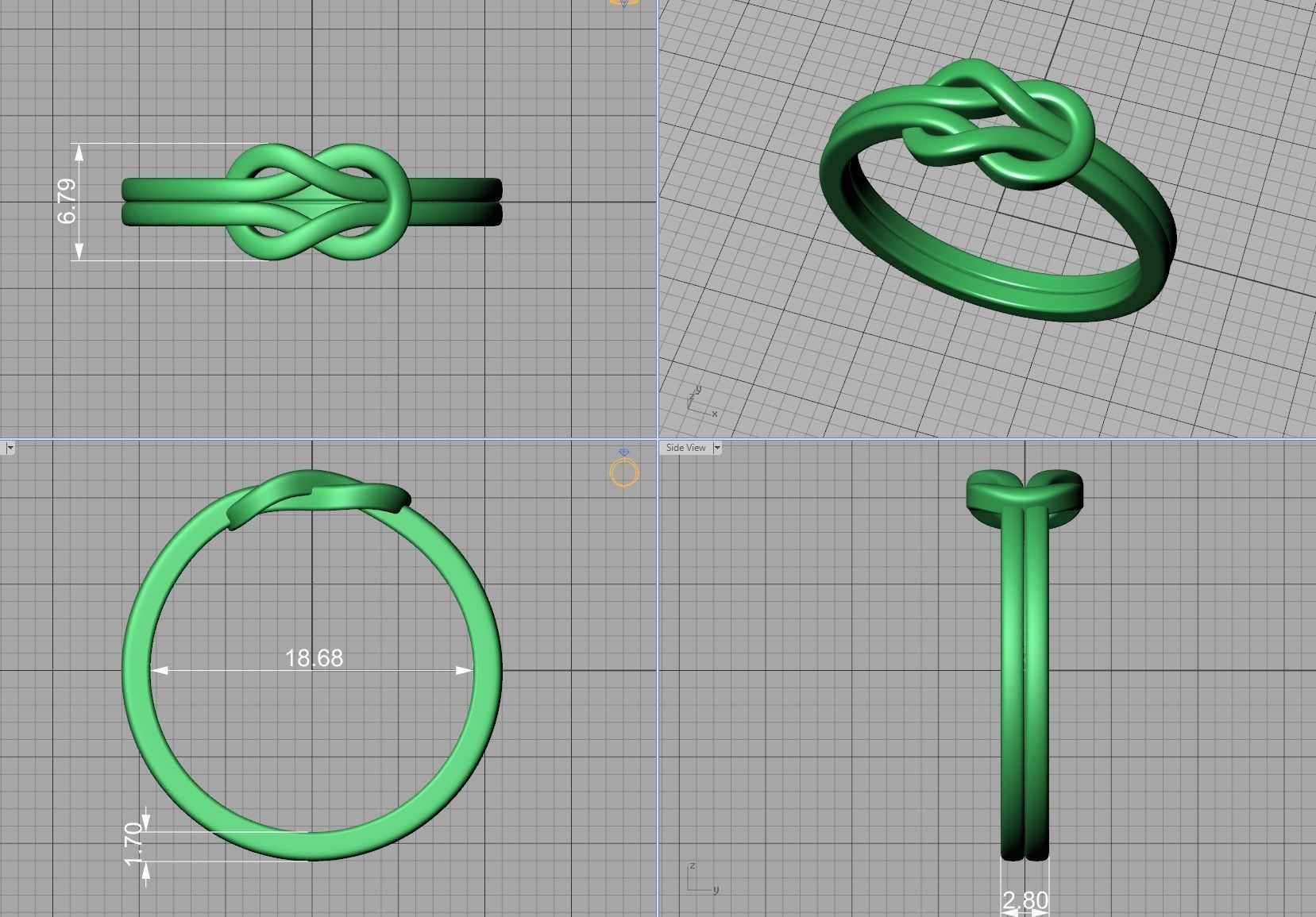 Knot Loop ring Delicate ring 3dmodel 3D print model_11