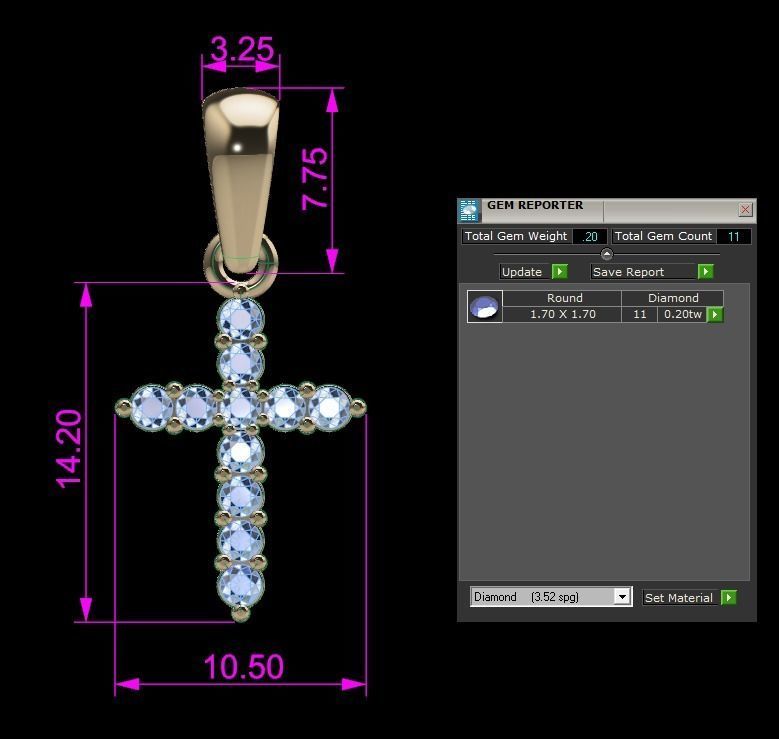 Small Diamond Cross With Bell 3D print model_3