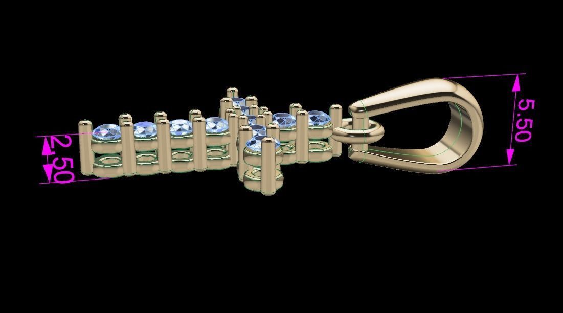 Small Diamond Cross With Bell 3D print model_4