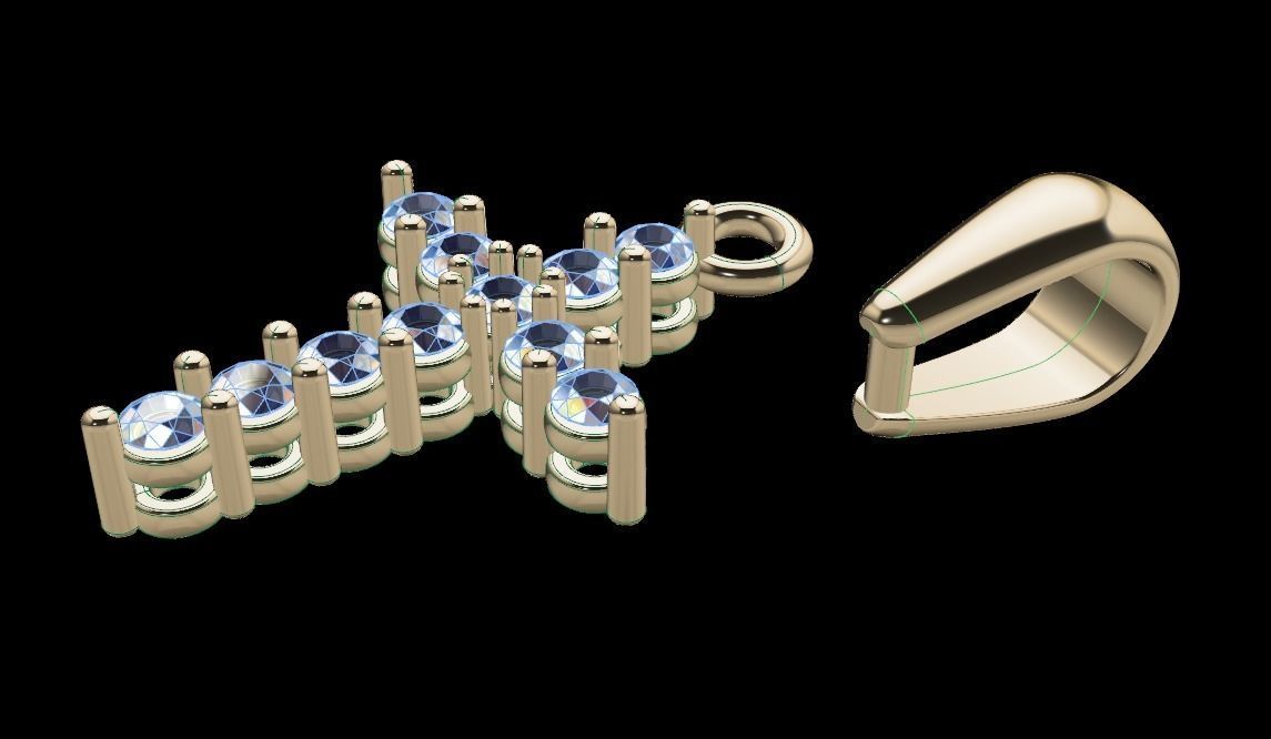 Small Diamond Cross With Bell 3D print model_2