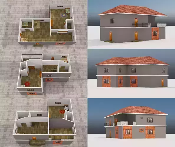 LOW POLY BUILDING 2 two story house