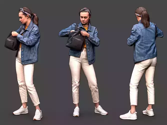 Stylized Woman Character  Low-poly 3D model