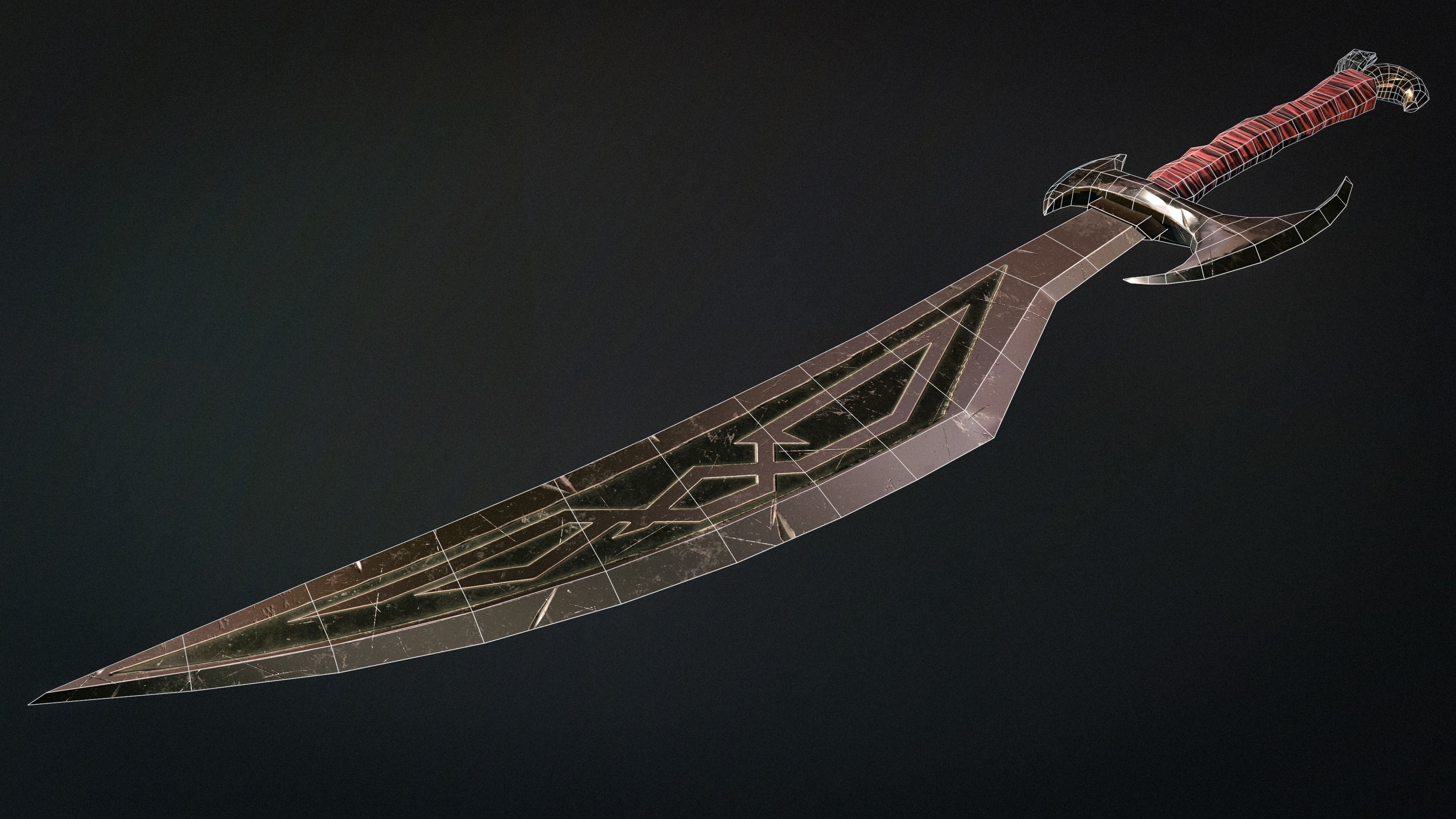 Medieval Dagger Game-ready Low-poly 3D model_4