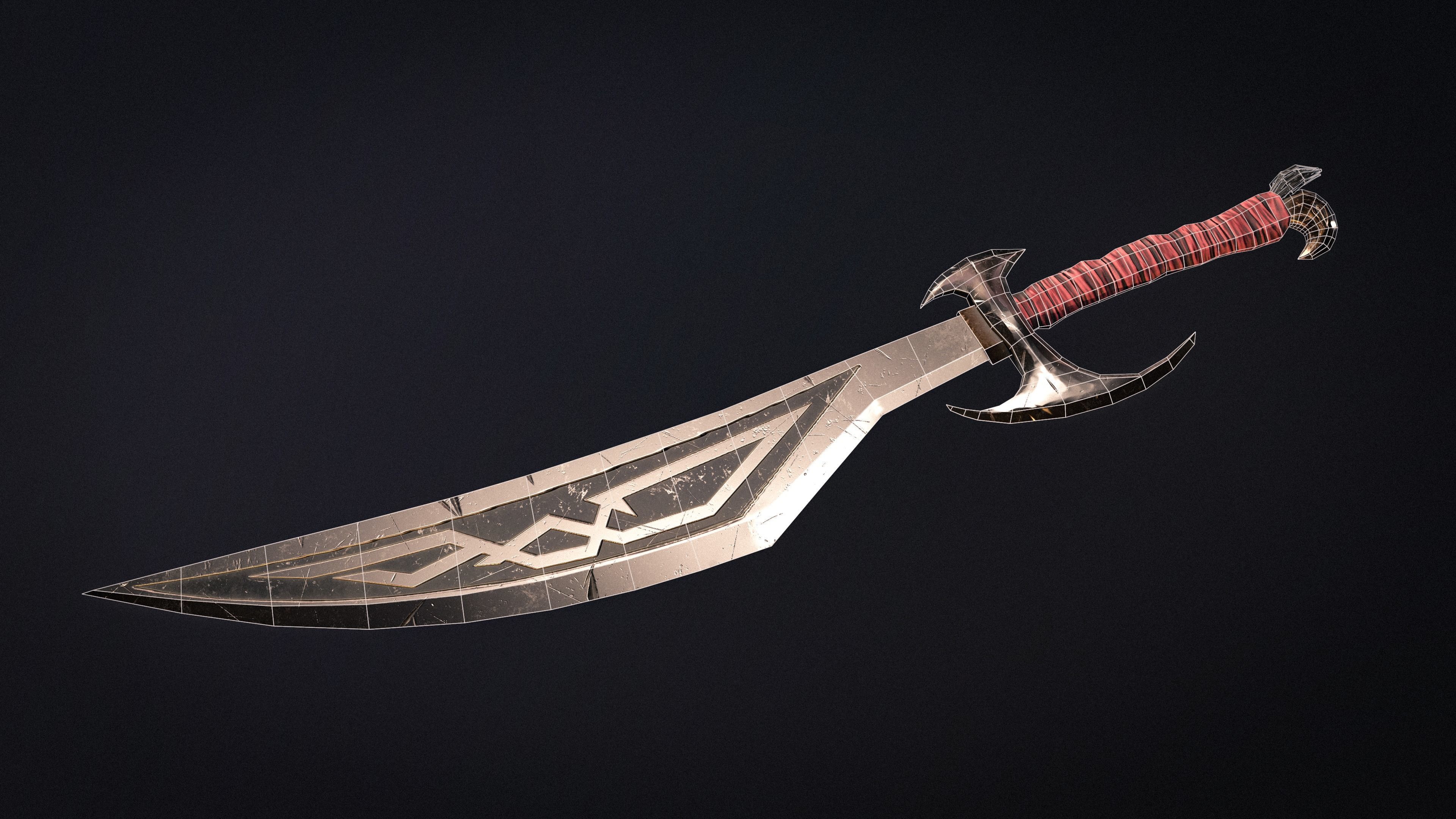 Medieval Dagger Game-ready Low-poly 3D model_2