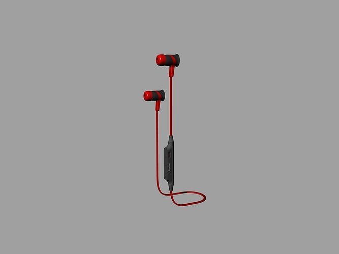Wireless Sport red Bluetooth headset  3D print model