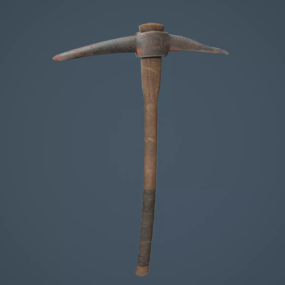 Old Rusty Pickaxe Low-poly 3D model_0