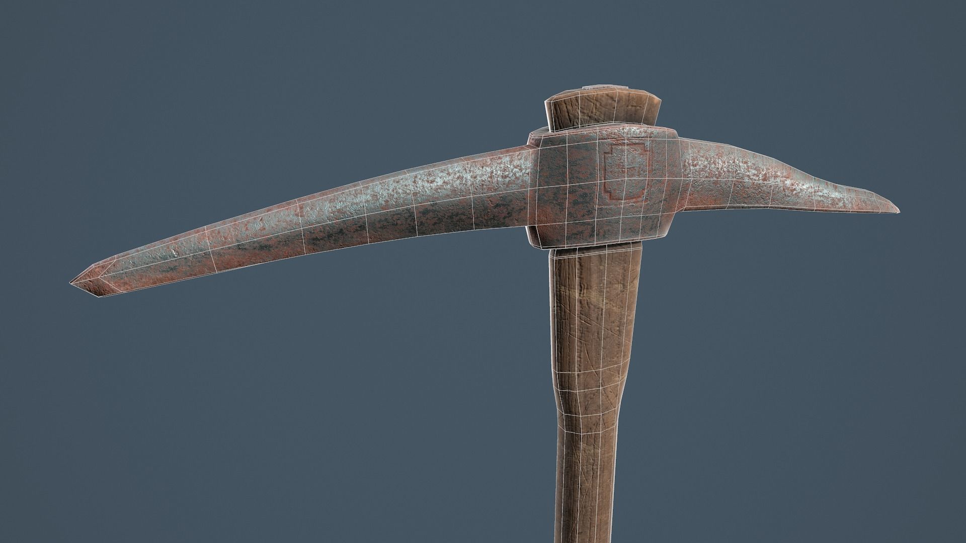 Old Rusty Pickaxe Low-poly 3D model_11