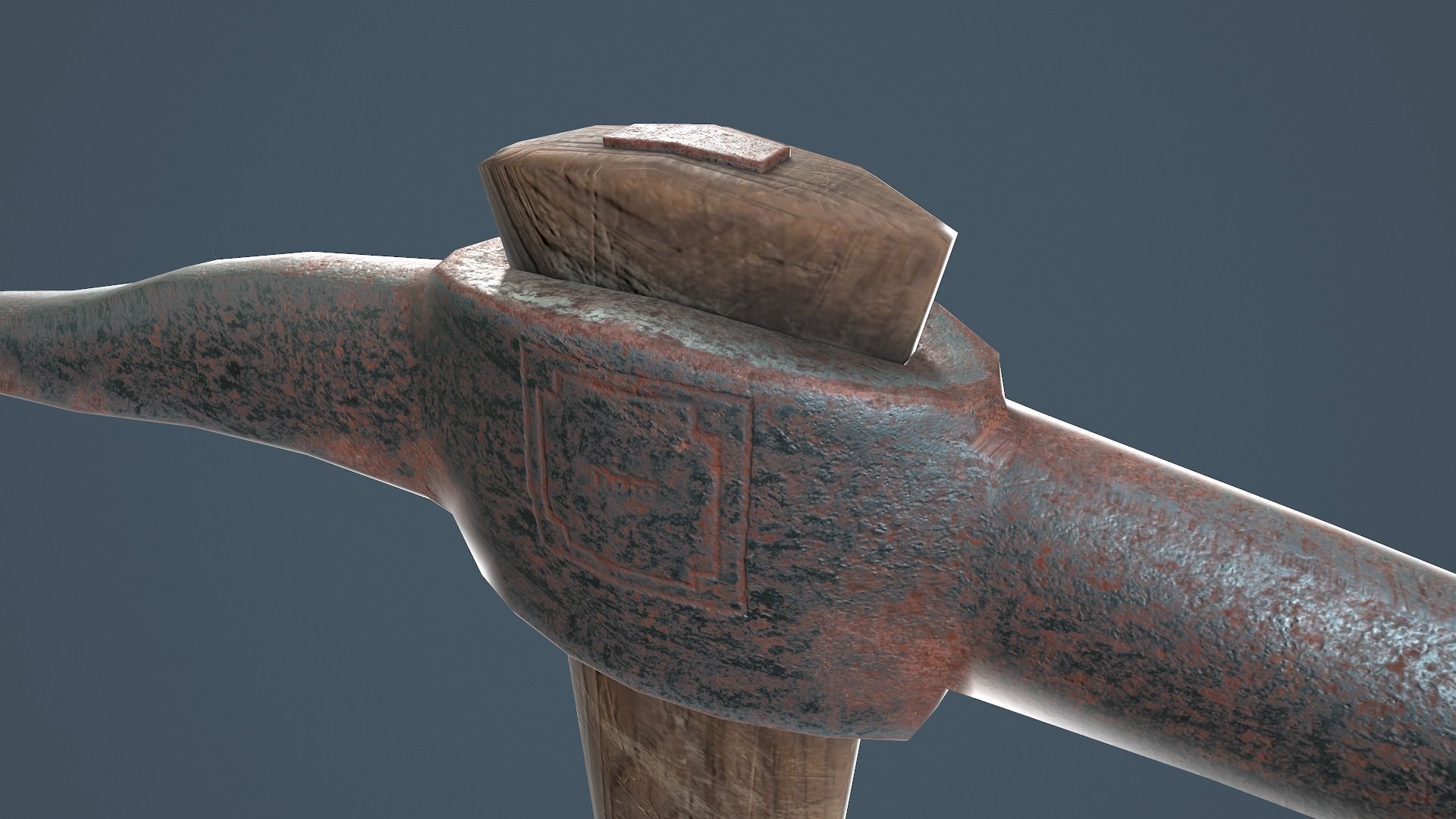 Old Rusty Pickaxe Low-poly 3D model_9