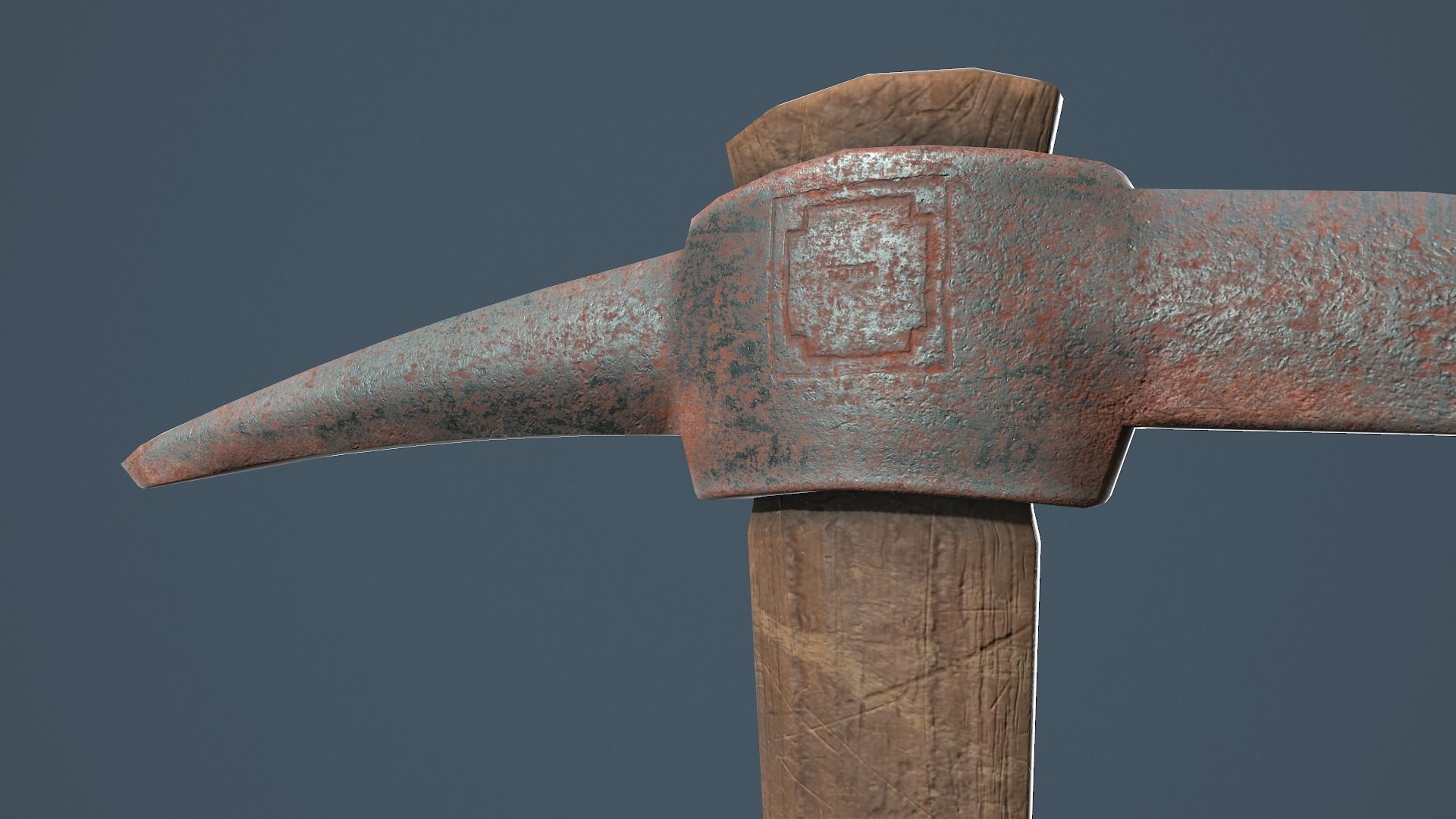 Old Rusty Pickaxe Low-poly 3D model_5