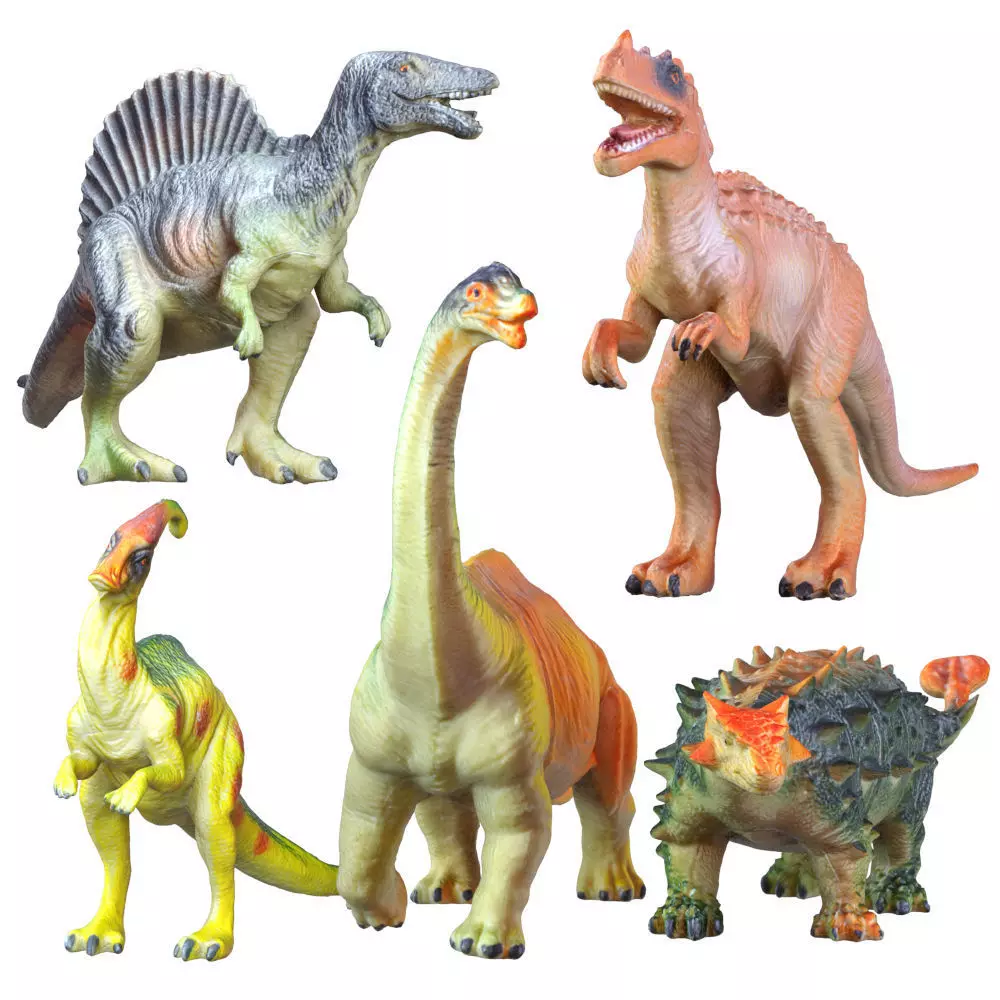 Collection Of Five Dinosaur Toys 3D model_0