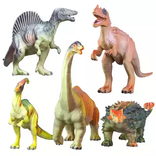 Collection Of Five Dinosaur Toys 3D model