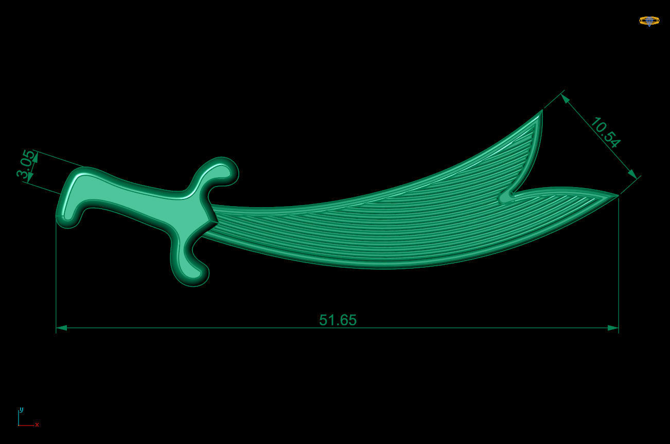 double sided sword 3D print model_4