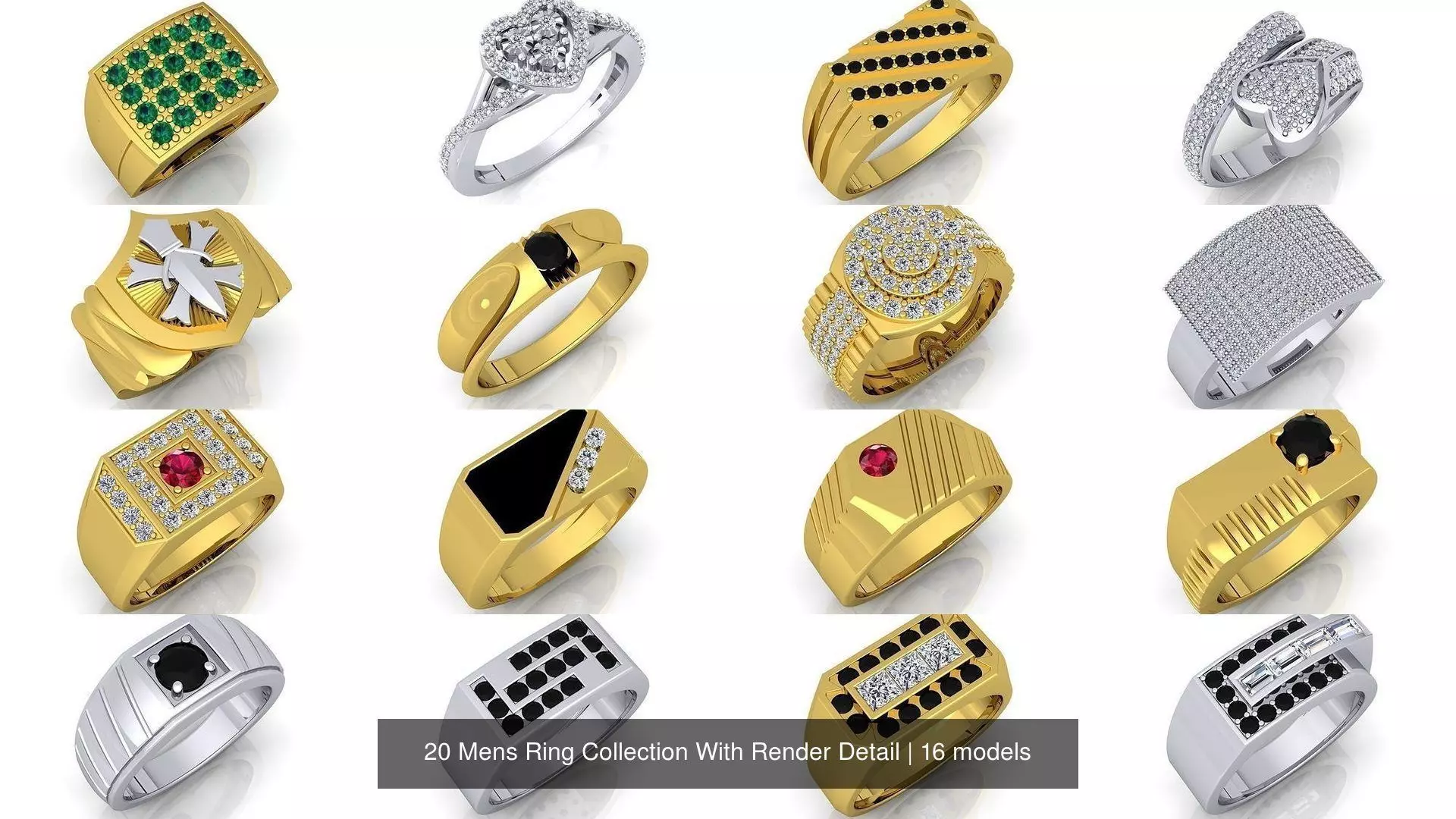 20 Mens Ring Collection With Render Detail _2