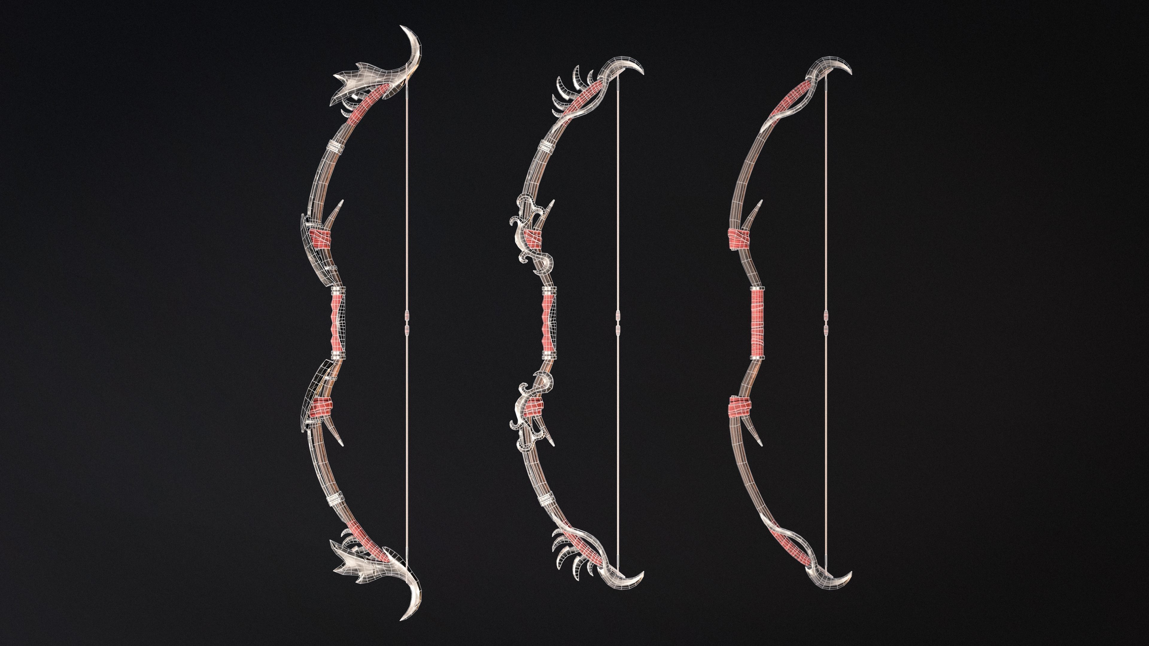 Modular Bow Game-ready Low-poly 3D model_4