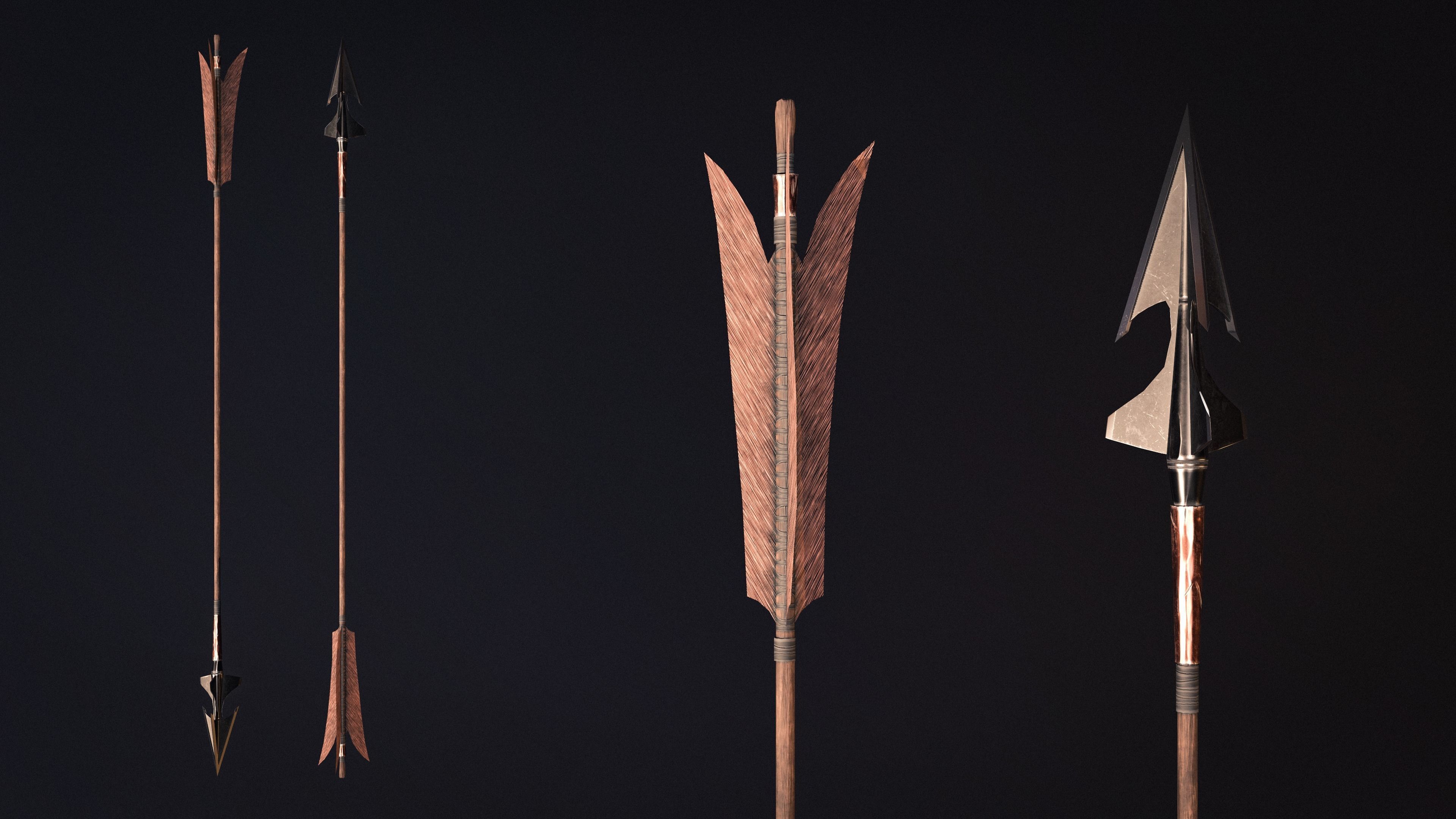 Modular Bow Game-ready Low-poly 3D model_5