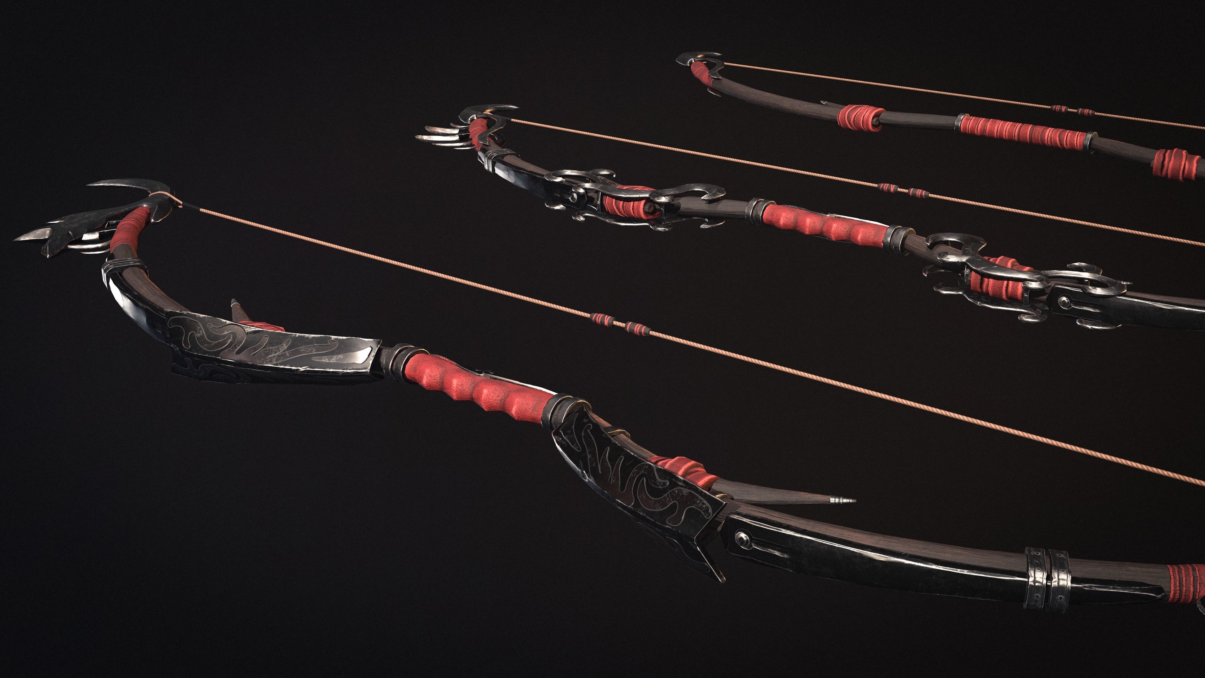 Modular Bow Game-ready Low-poly 3D model_7