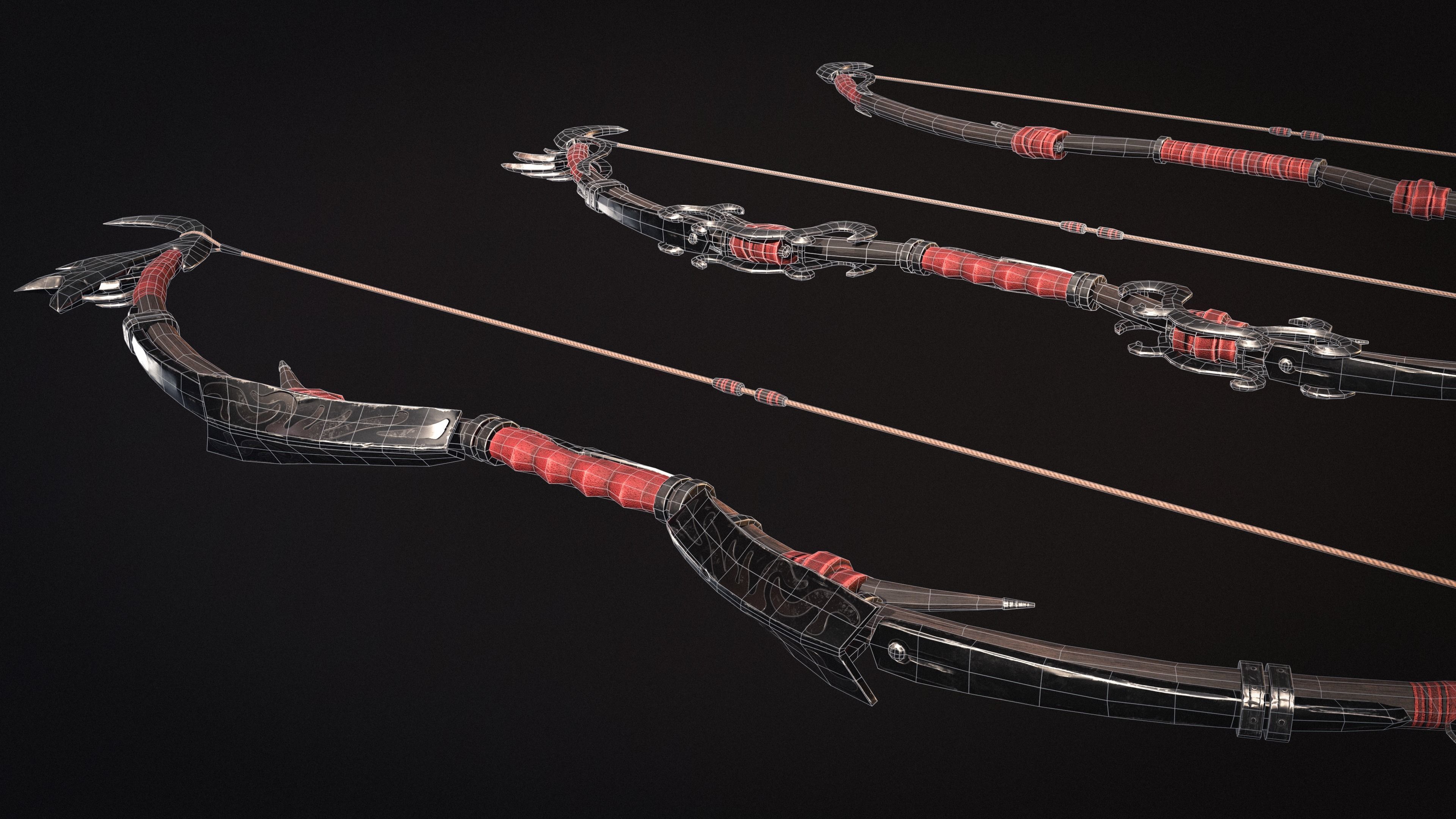 Modular Bow Game-ready Low-poly 3D model_8