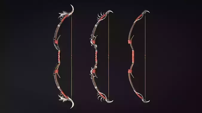 Modular Bow Game-ready Low-poly 3D model