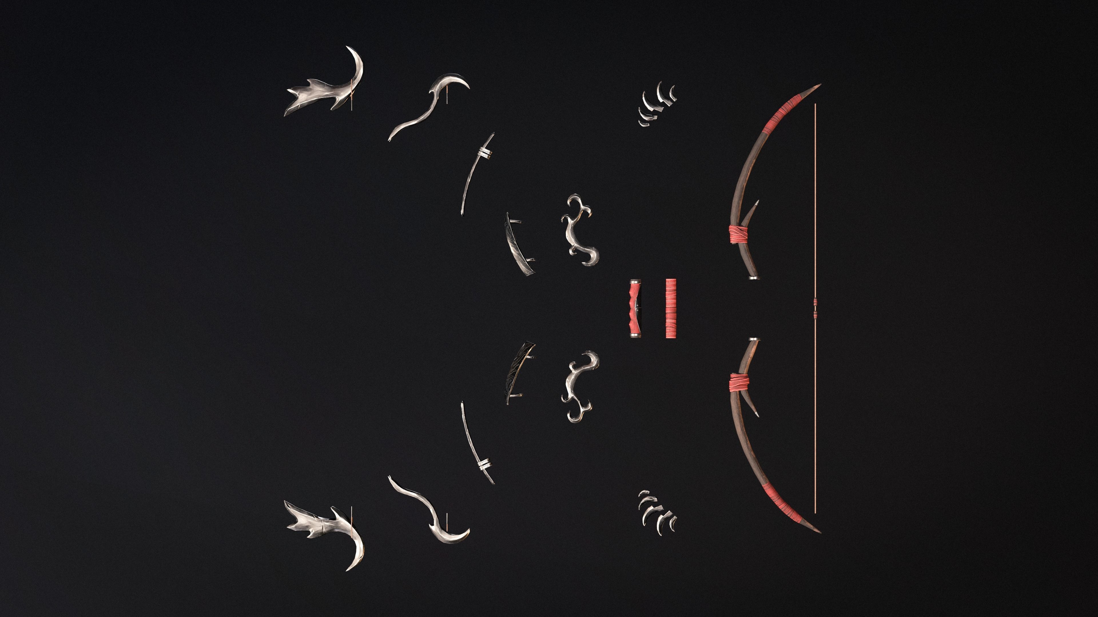 Modular Bow Game-ready Low-poly 3D model_10