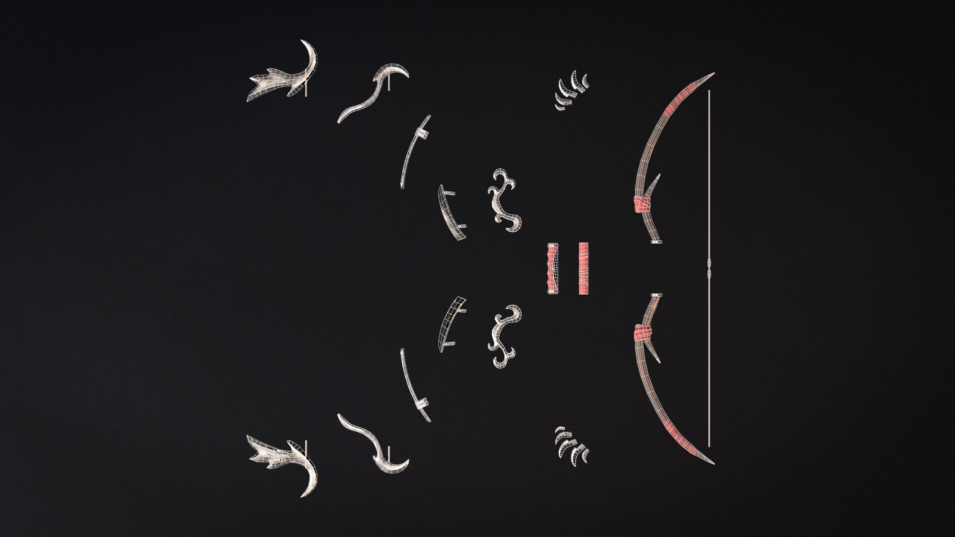 Modular Bow Game-ready Low-poly 3D model_9