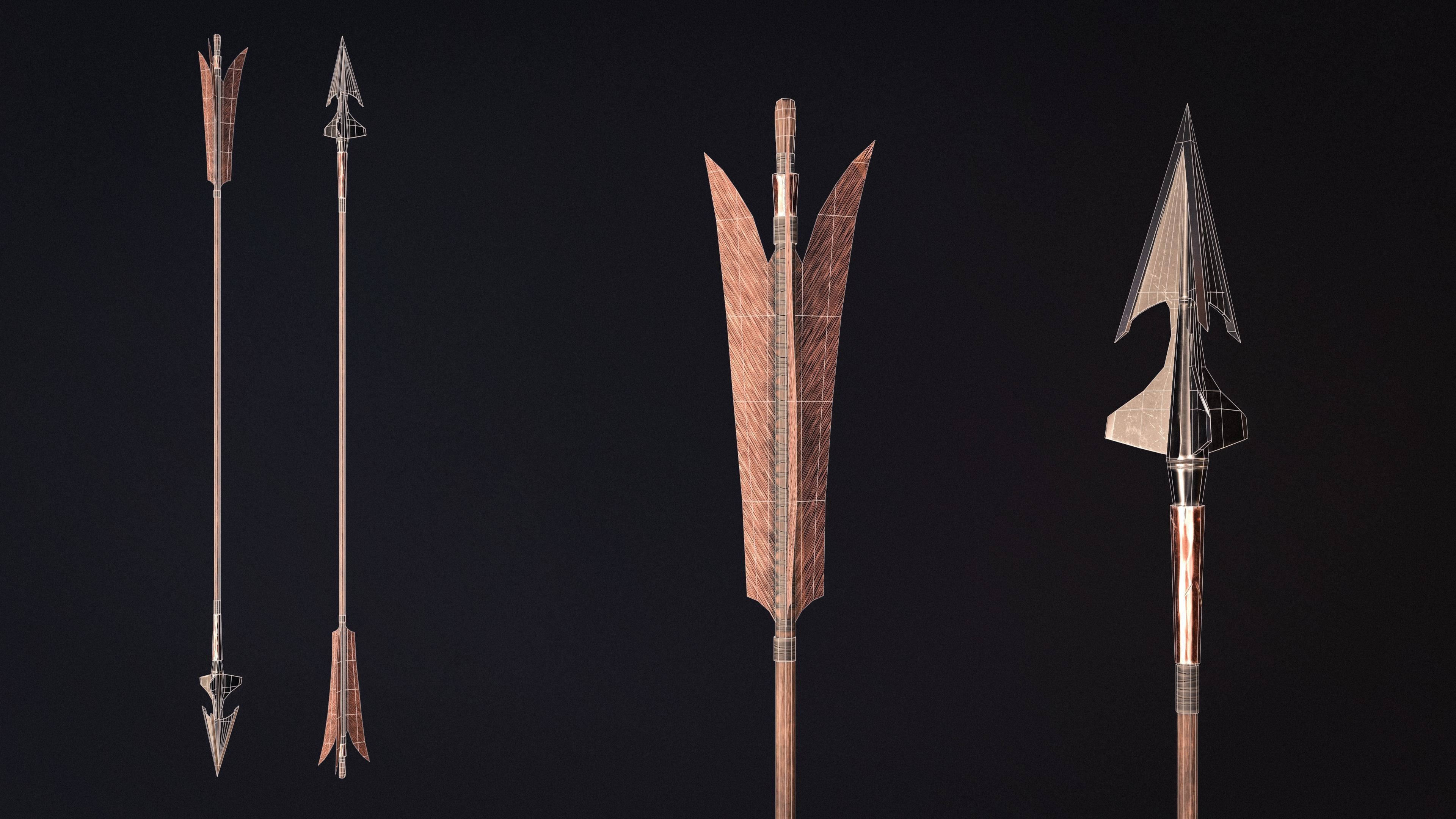 Modular Bow Game-ready Low-poly 3D model_6