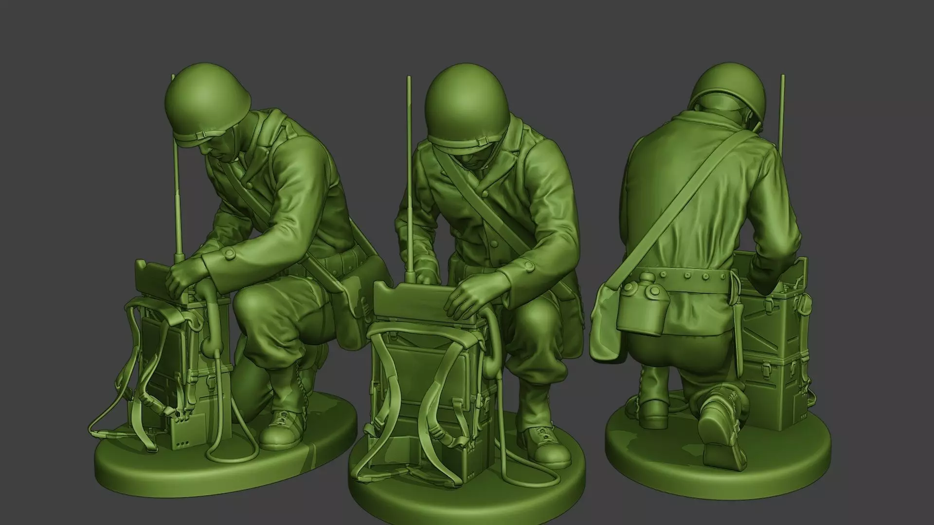 American engineer soldier ww2 Crouch3 A9 3D print model_0