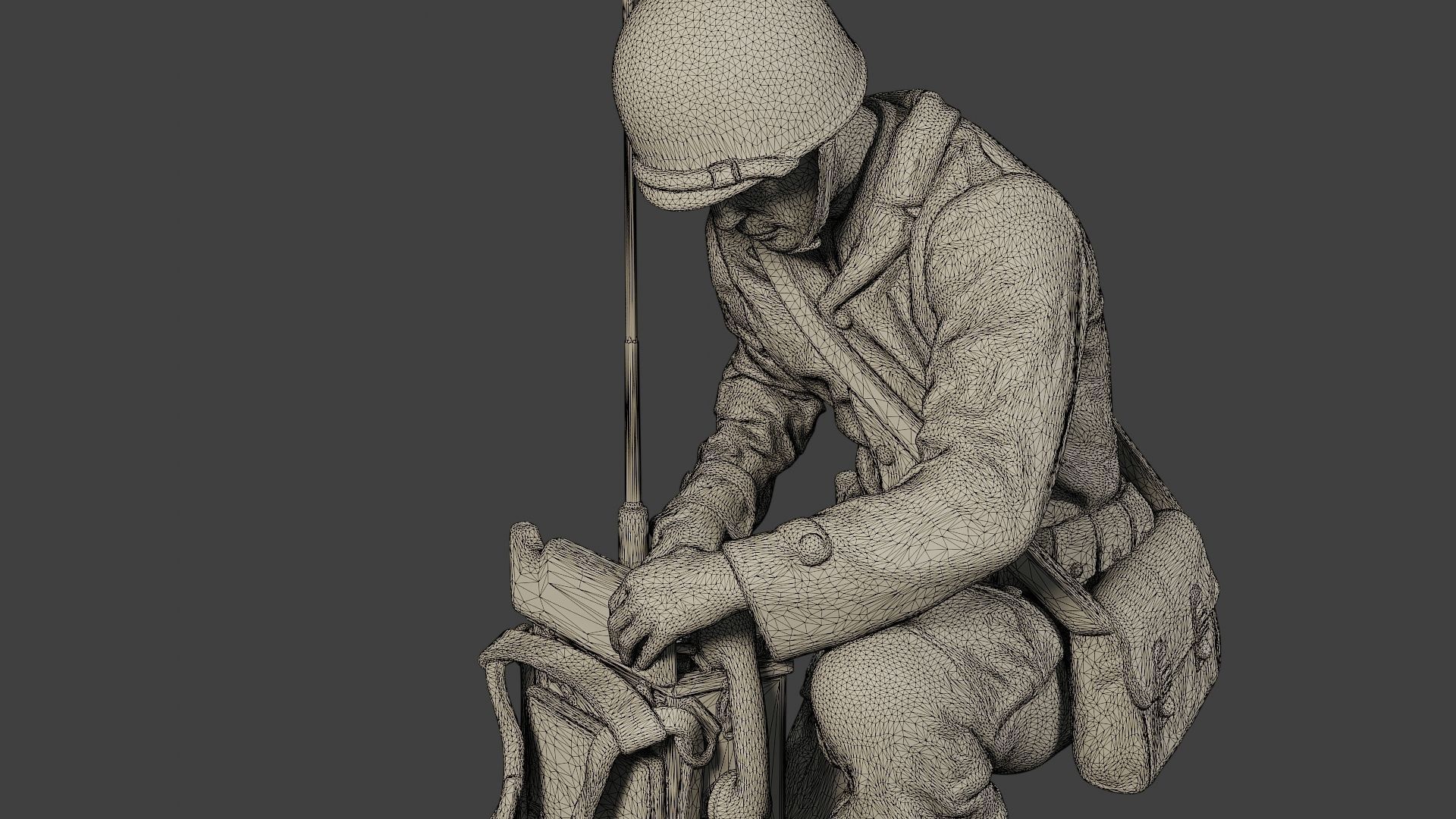American engineer soldier ww2 Crouch3 A9 3D print model_11