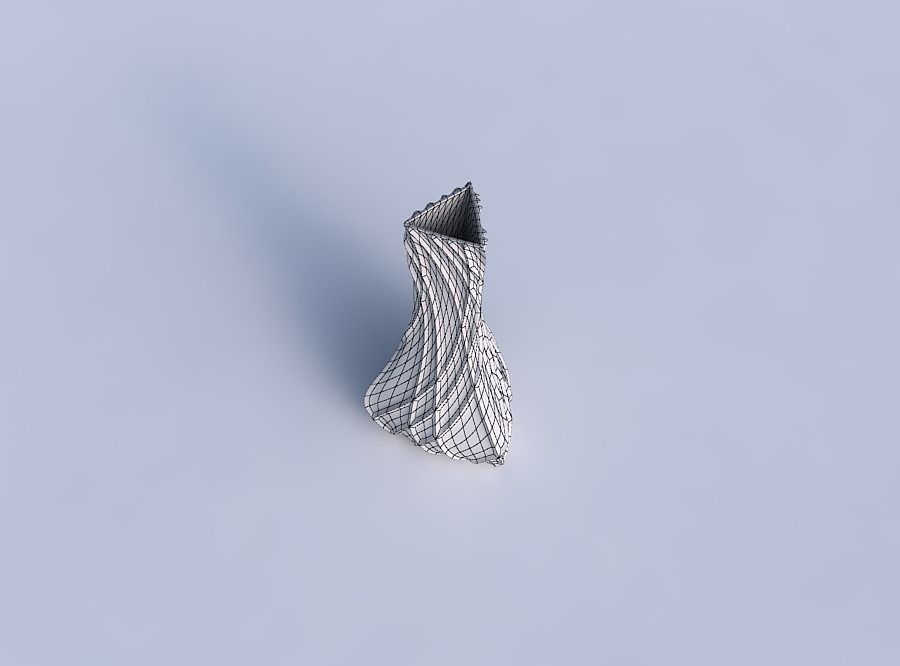 Vase puffy triangle with wavy sparse extruded lines 3D print model_6