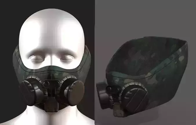 Gas mask helmet scifi fantasy armor hats military Low-poly 