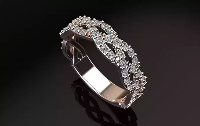 Woven diamond band ring in rose gold