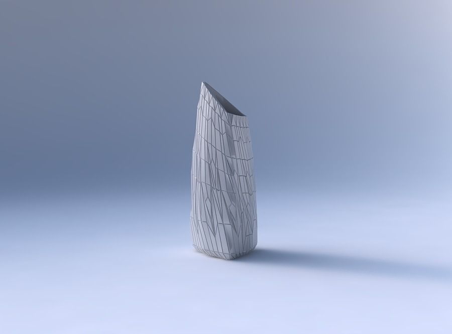 Vase tipped triangle with chaotic plates 3D print model_4