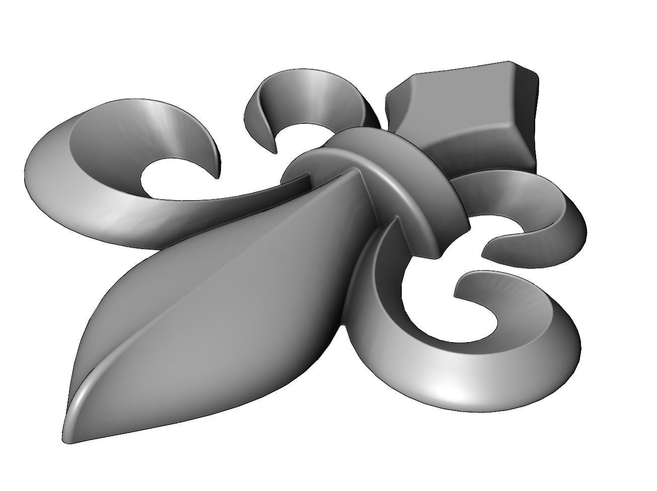 Lys flower heraldic lily onlay relief 3D print model_8