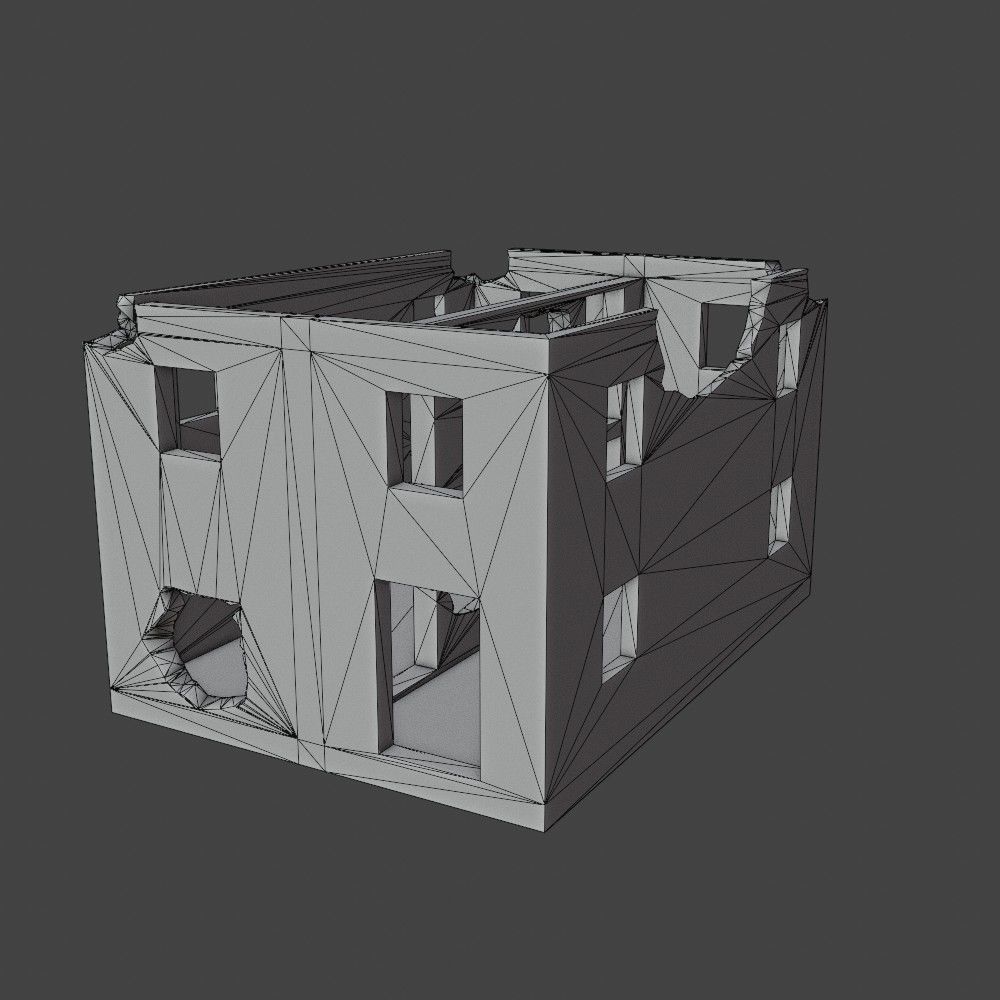 Damaged building Low-poly 3D model_5