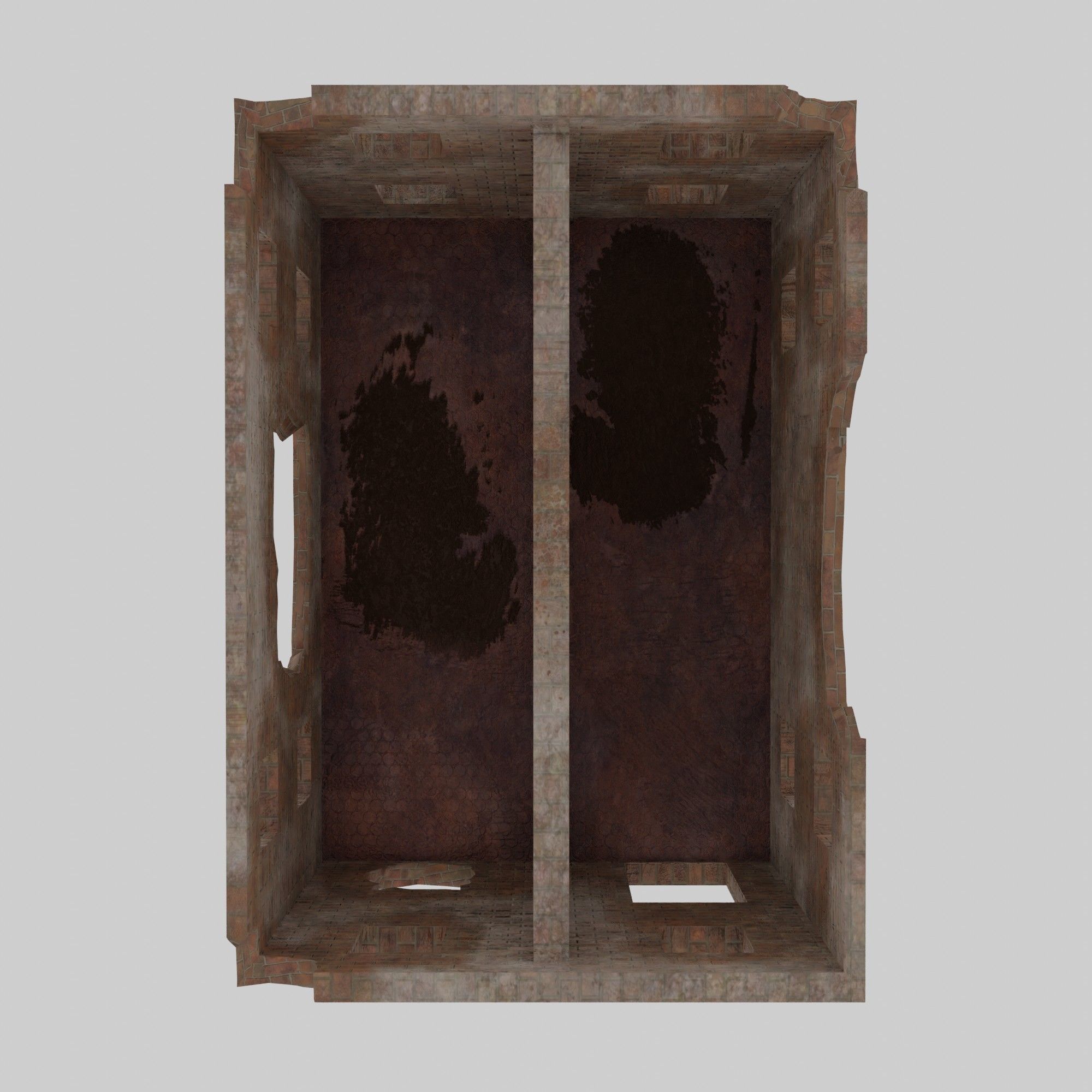 Damaged building Low-poly 3D model_3