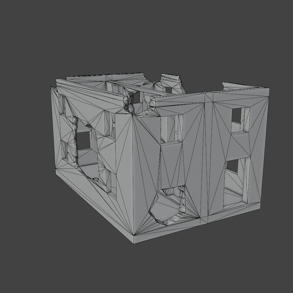 Damaged building Low-poly 3D model_6