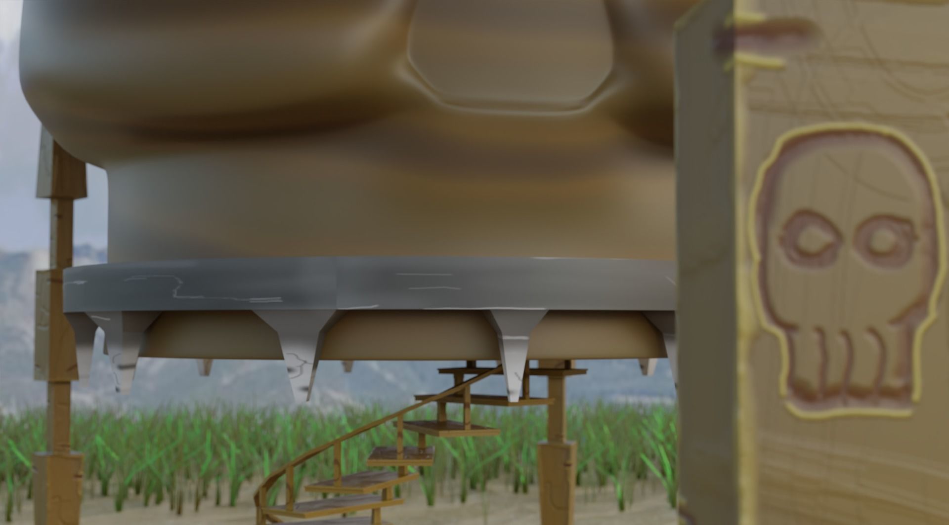 Skull- Tower Low-poly 3D model_6