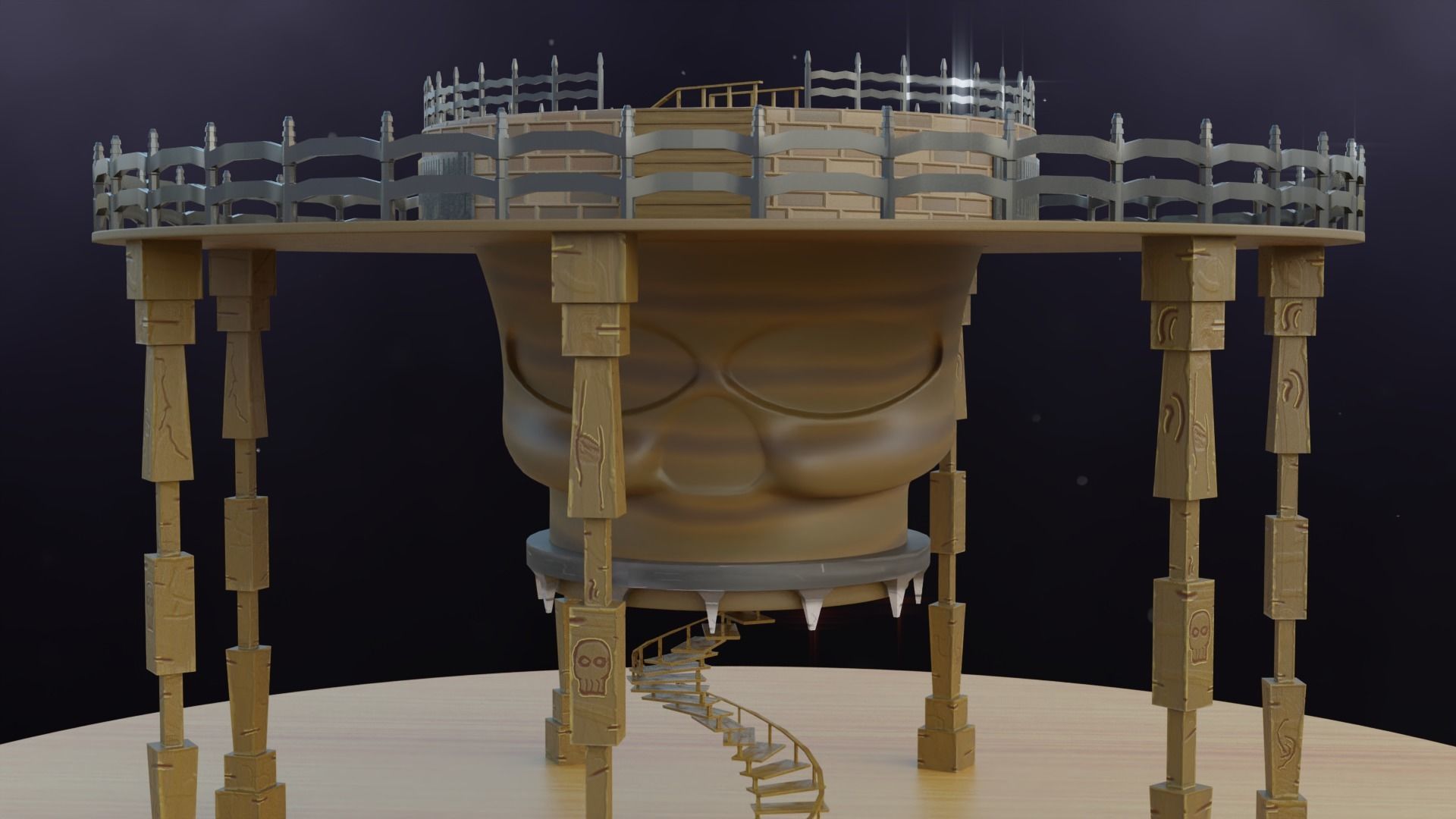 Skull- Tower Low-poly 3D model_1