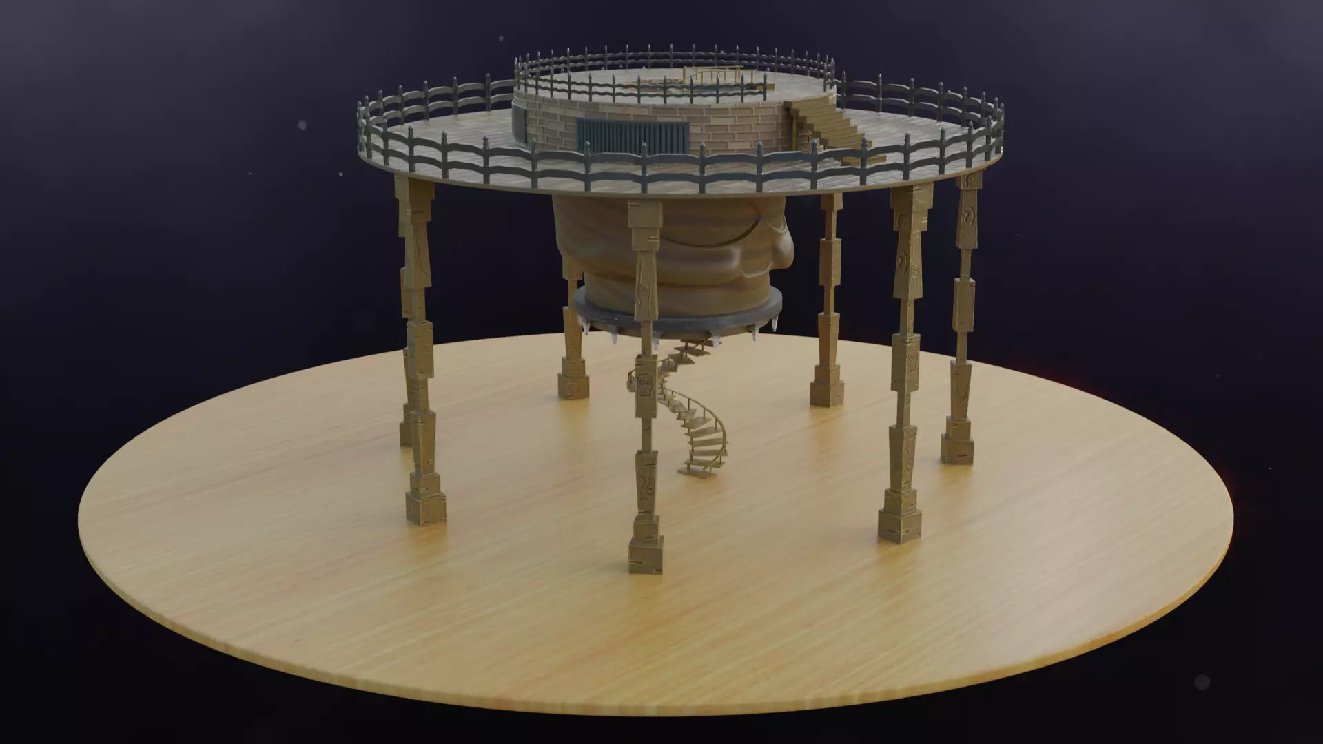 Skull- Tower Low-poly 3D model_0