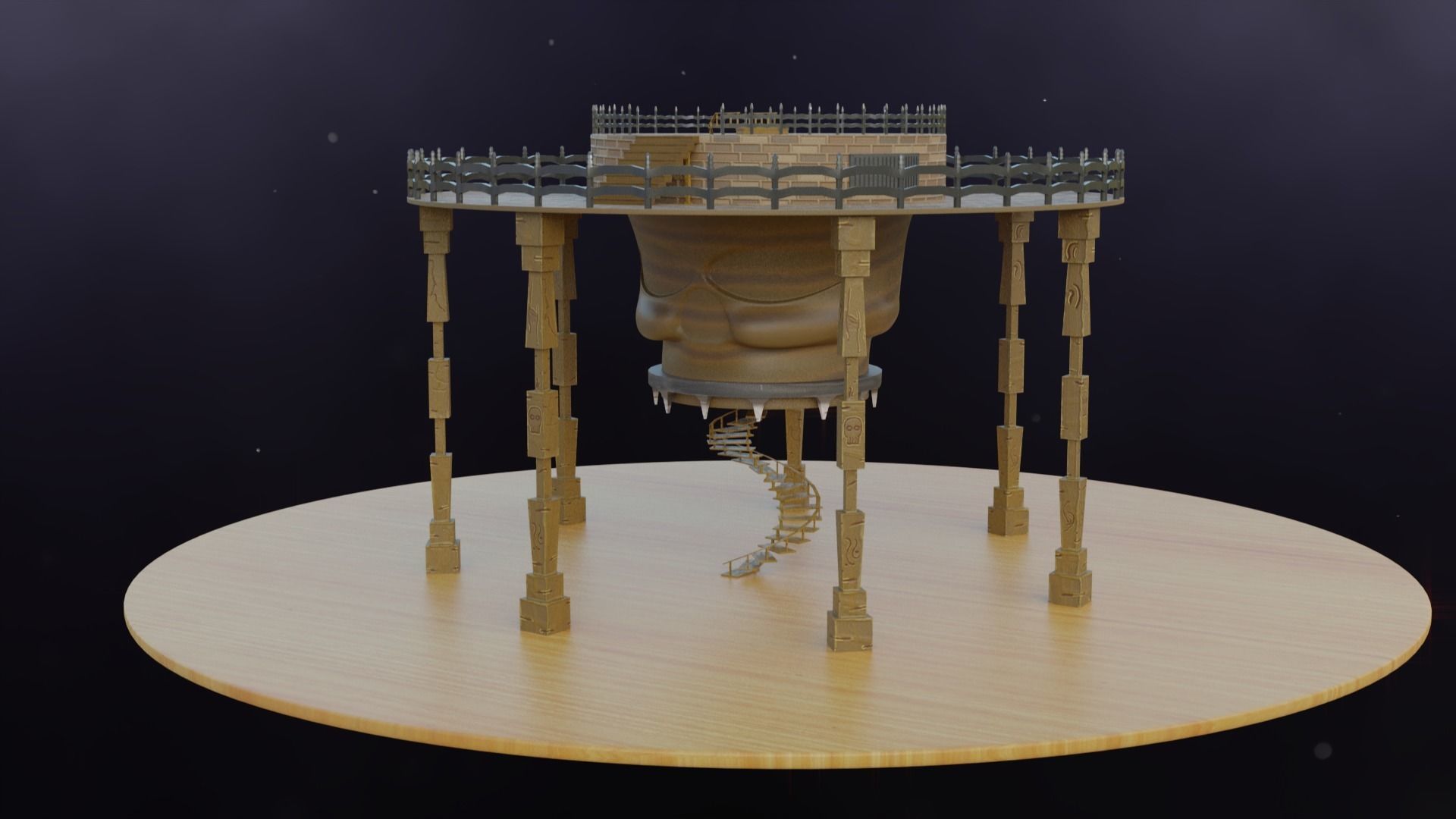 Skull- Tower Low-poly 3D model_2