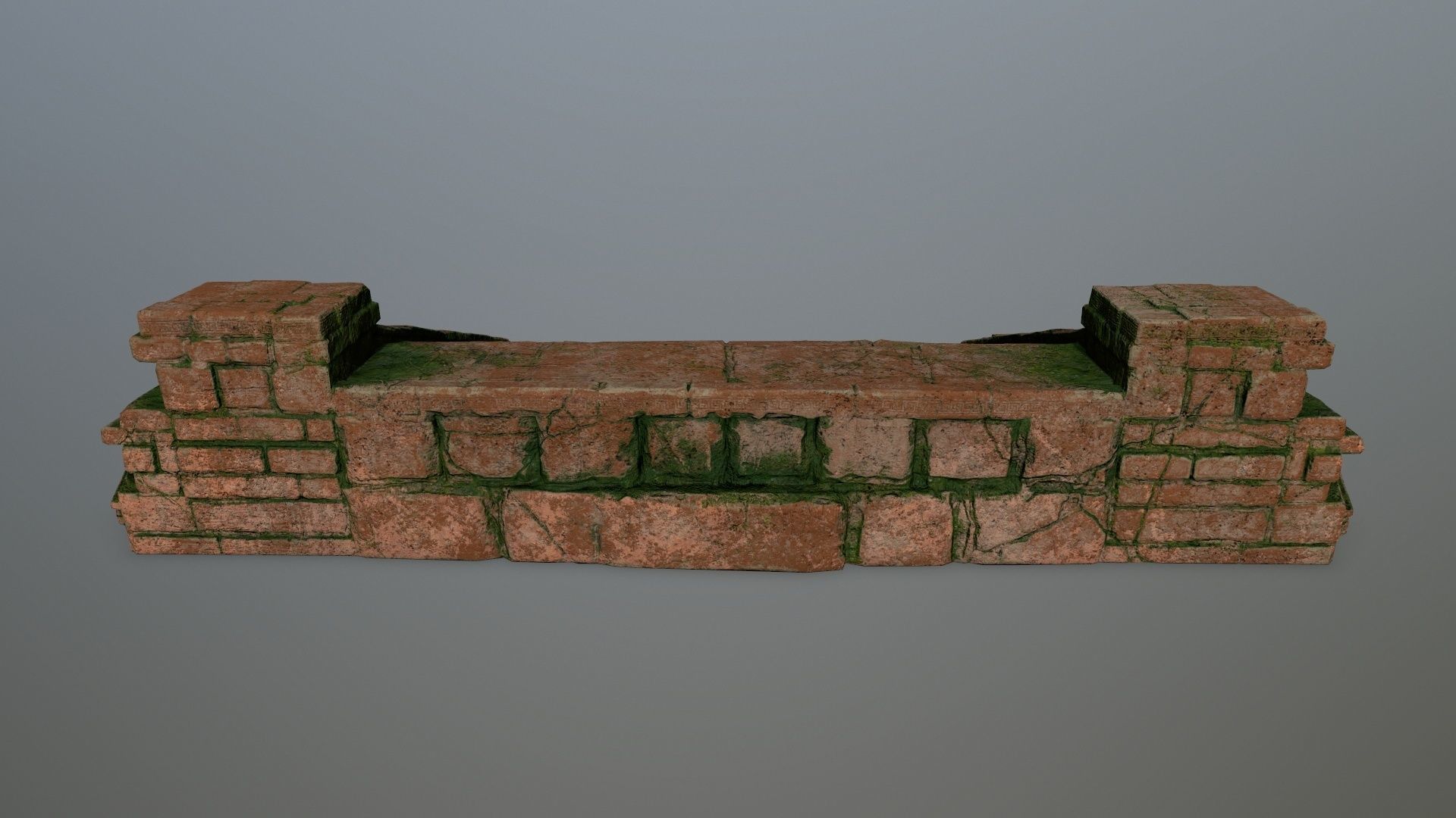 stair brick house with moss on roof Low-poly 3D model_4