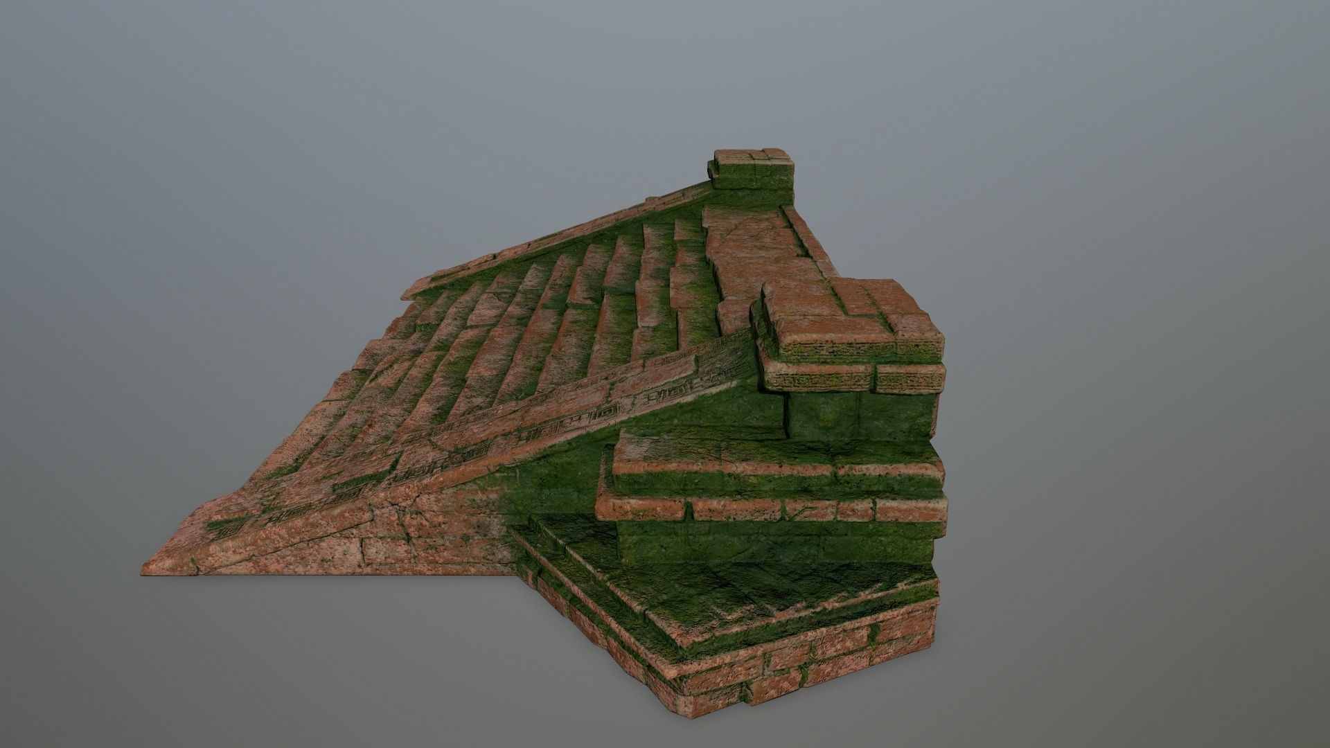 stair brick house with moss on roof Low-poly 3D model_6