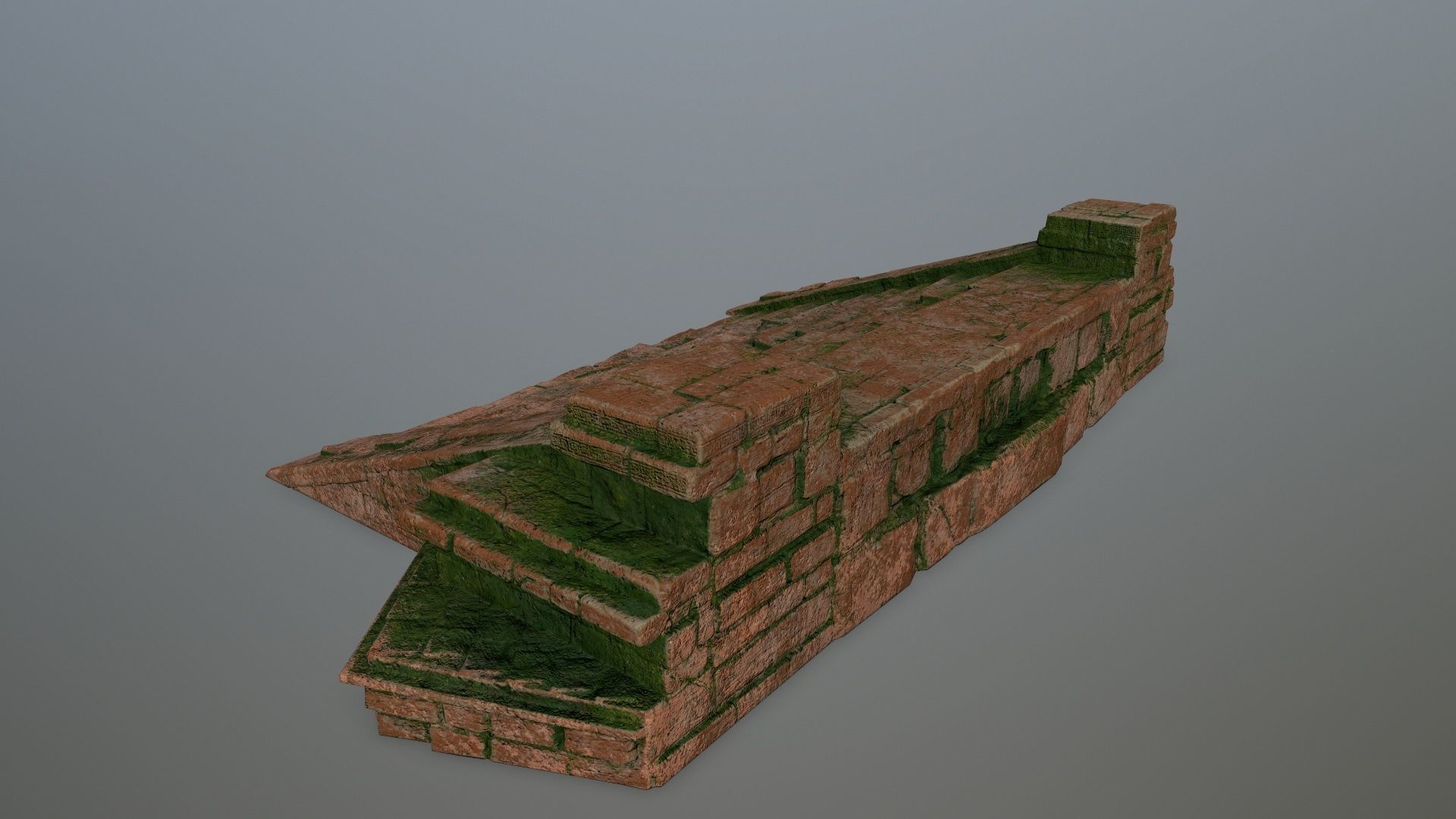 stair brick house with moss on roof Low-poly 3D model_5