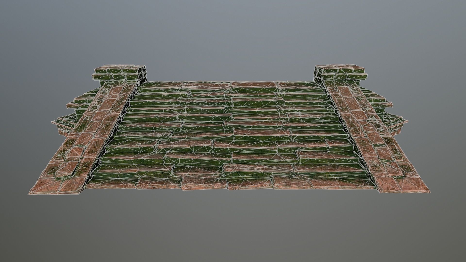 stair brick house with moss on roof Low-poly 3D model_10