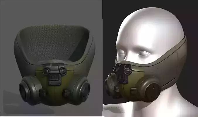 Gas mask helmet scifi fantasy armor hats military Low-poly 